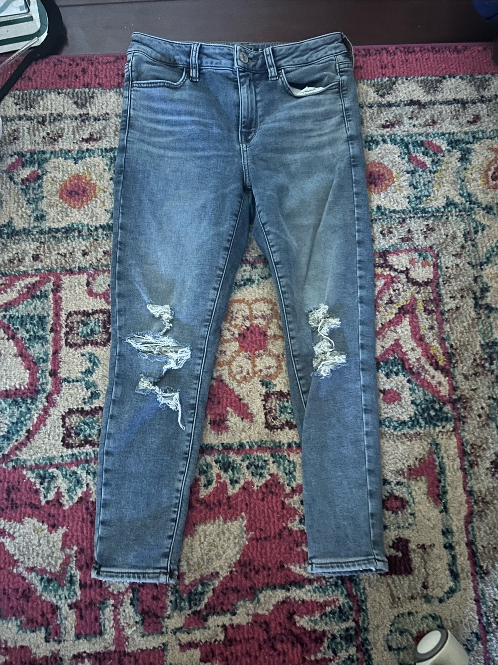 American Eagle Distressed Skinny Jeans in Blue